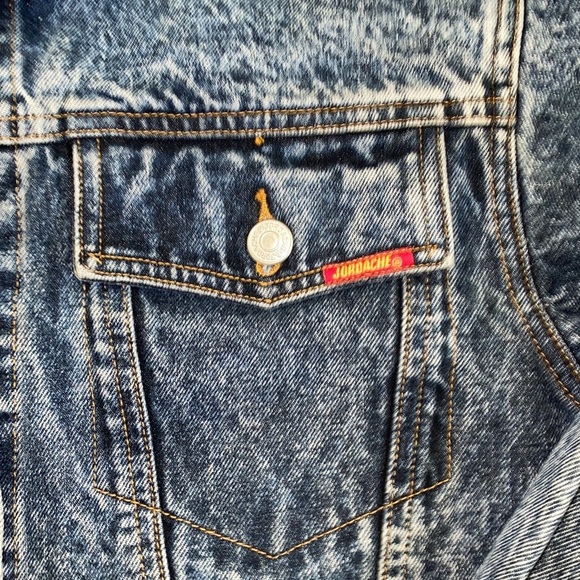 JORDACHE denim button front jacket bows and zippers medium blue vintage size M - Picture 4 of 15